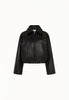 Leather Bomber Jacket in Black