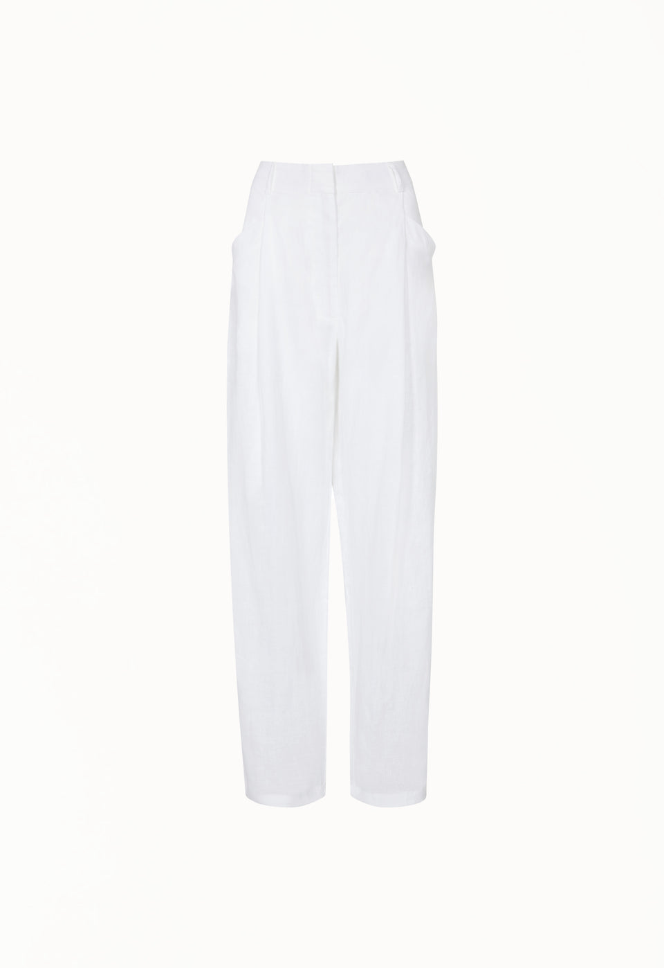 Linen High-Rise Trouser in White