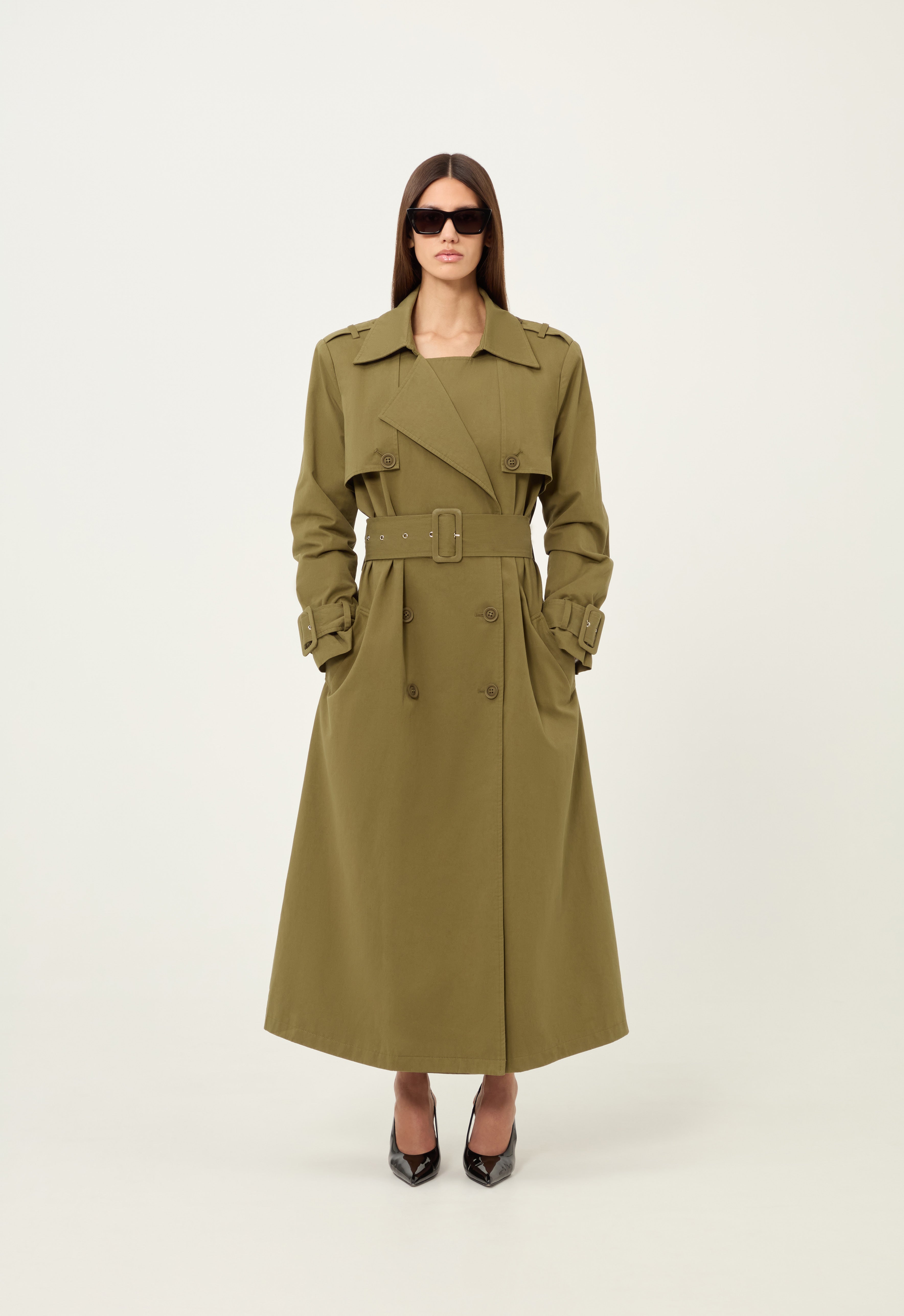 Army green trench coat hotsell