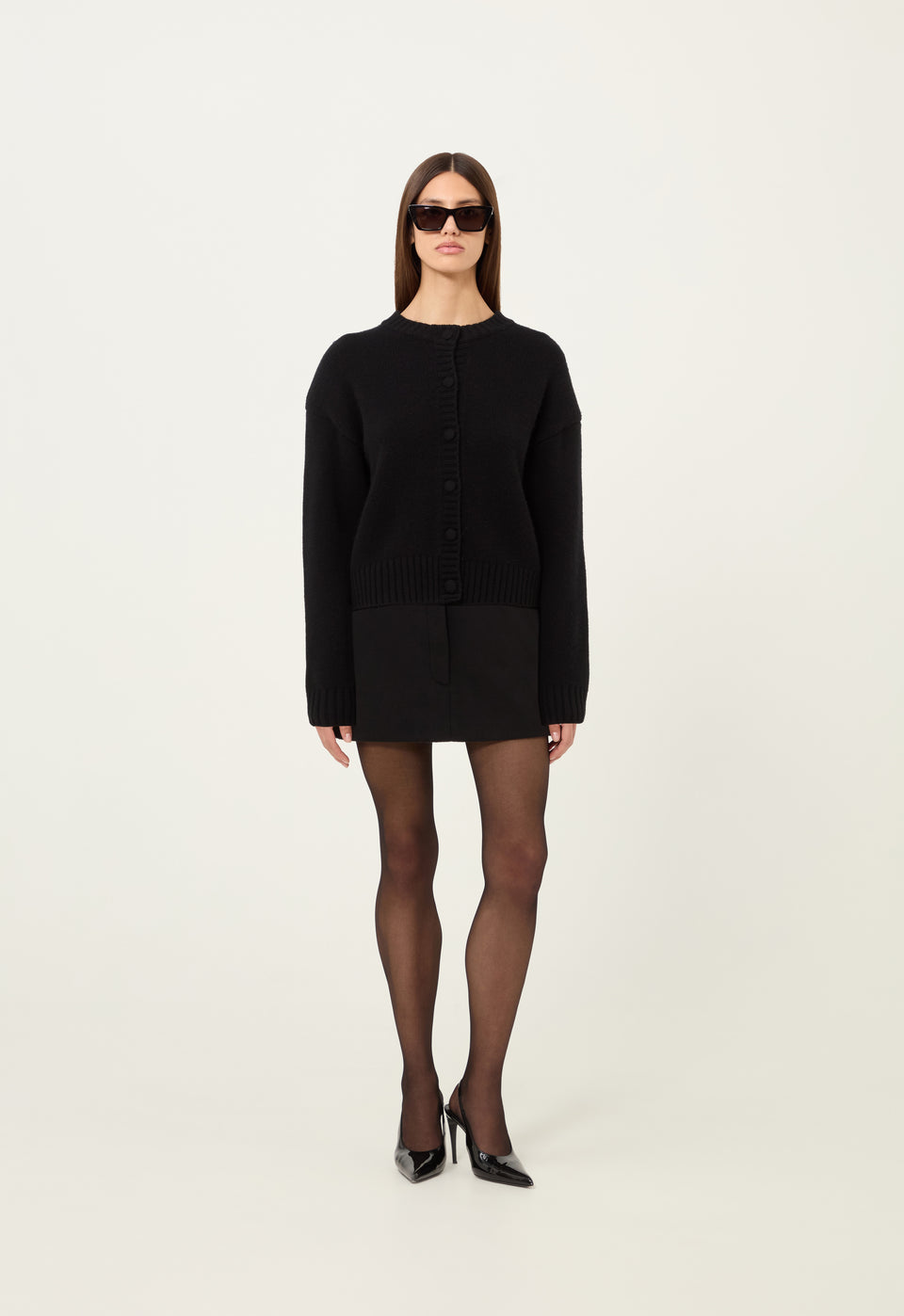 Cashmere Padded Cardigan in Black