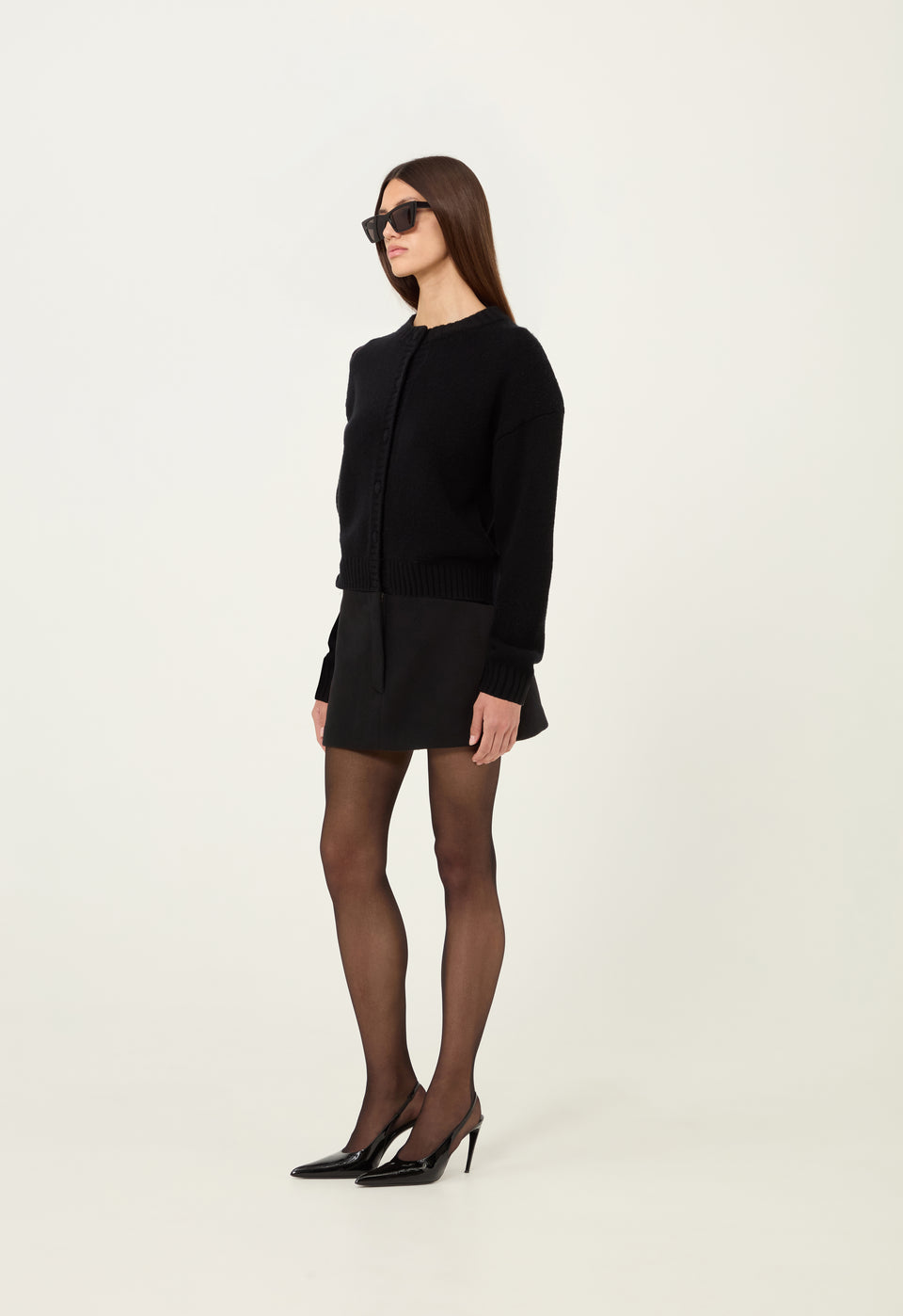 Cashmere Padded Cardigan in Black