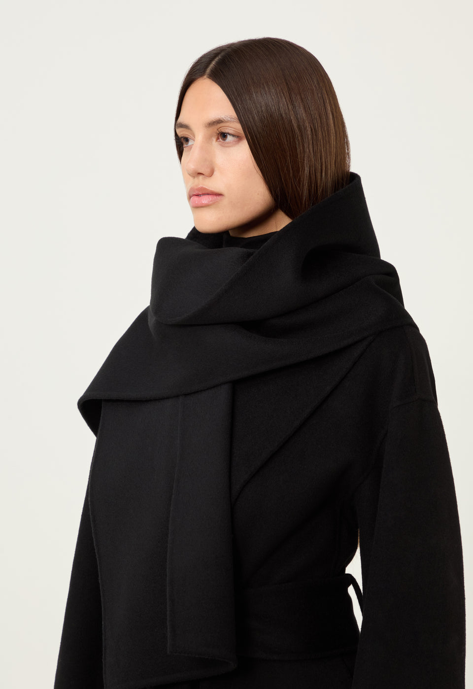 Cashmere Wool Blend Oversized Scarf in Black