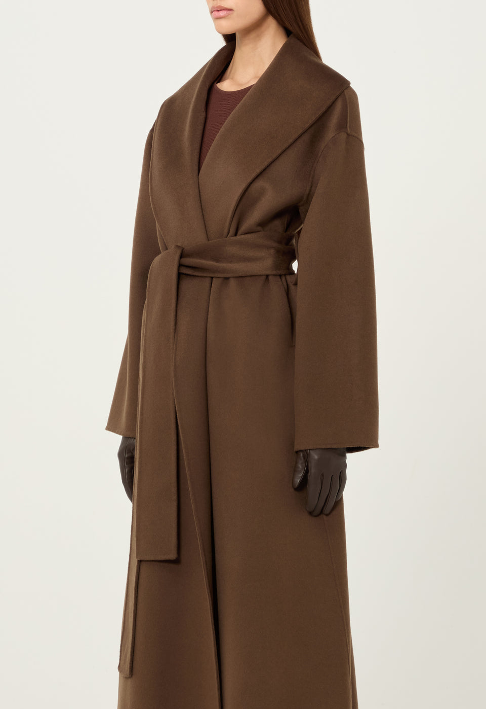 Cashmere Wrap Coat in Brown