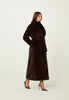 Faux Fur Long Line Belted Coat in Brown