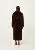 Faux Fur Long Line Belted Coat in Brown