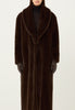 Faux Fur Long Line Belted Coat in Brown