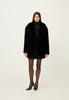 Faux Fur Mid Length Coat in Black