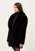 Faux Fur Mid Length Coat in Black