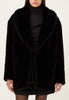 Faux Fur Mid Length Coat in Black