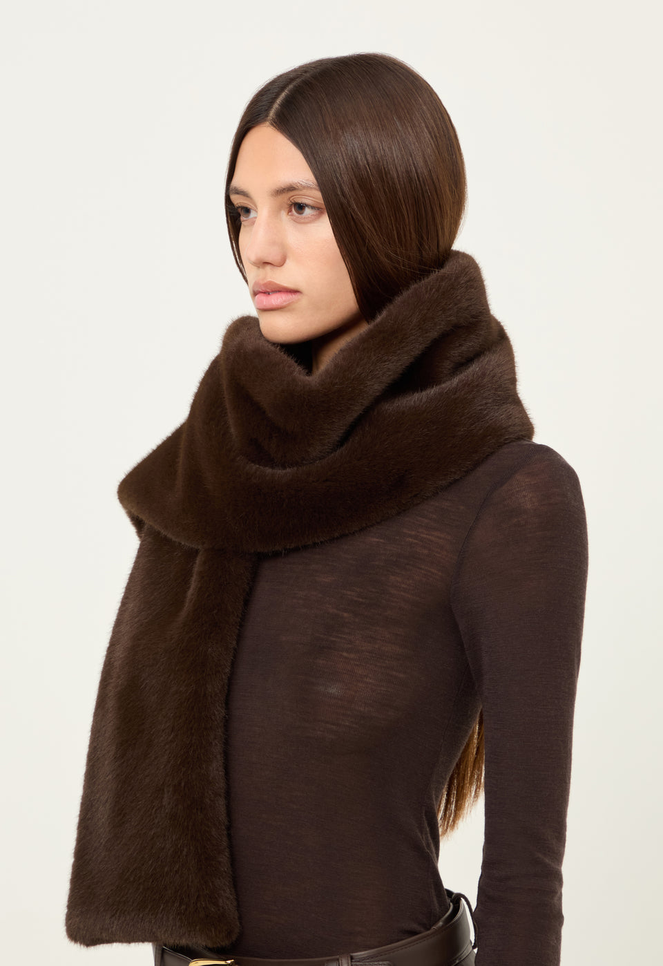 Faux Fur Scarf in Brown