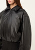 Leather Bomber Jacket in Black