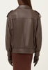 Leather Oversized Jacket in Brown