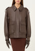 Leather Oversized Jacket in Brown