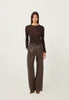 Leather Straight Leg Pant in Brown