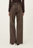 Leather Straight Leg Pant in Brown