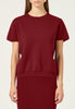 Technical Knit T-Shirt Top in Deep Red