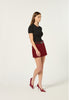 Leather Mini Skirt in Deep Red