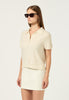 Cashmere T-Shirt Polo Top in Bone