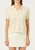 Cashmere T-Shirt Polo Top in Bone