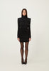 Ruched L/S Mini Dress in Black