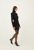 Ruched L/S Mini Dress in Black