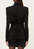 Ruched L/S Mini Dress in Black