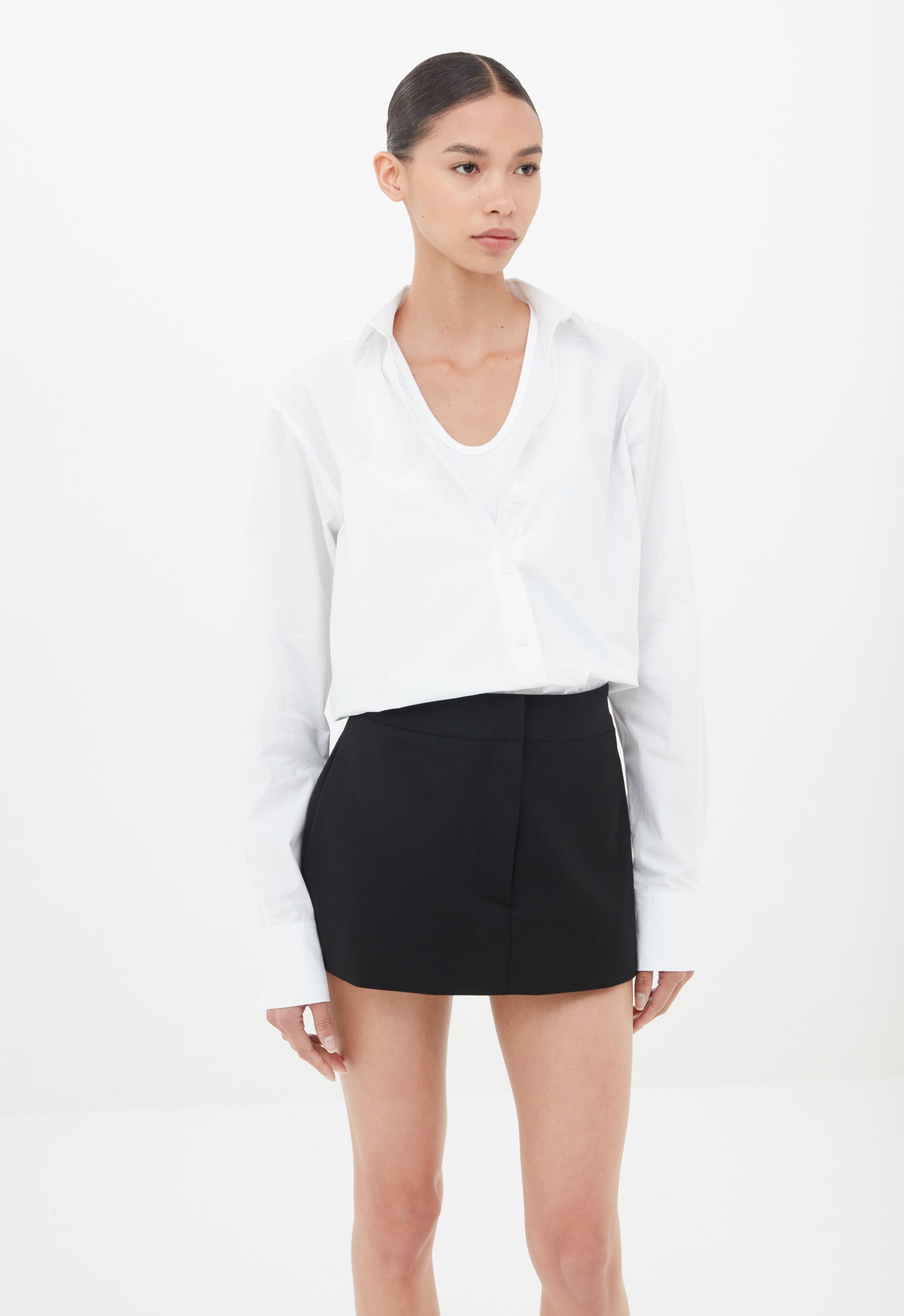 Even&Odd Petite GATHERED MINI SKIRT - Mini skirt - black レディース-